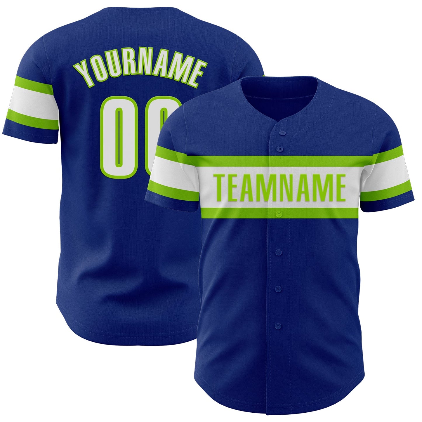 Custom Royal White-Neon Green Authentic Baseball Jersey - Sky-Custom