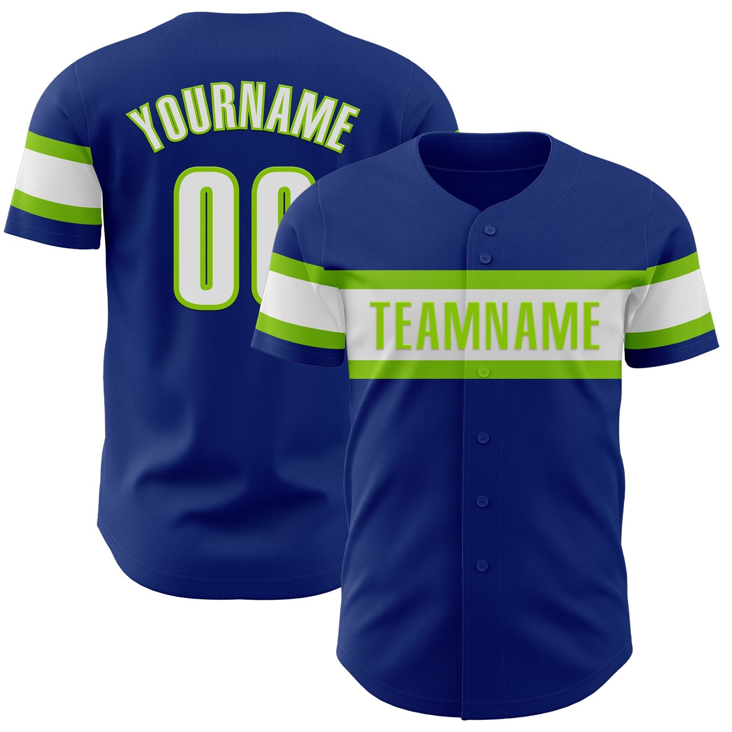 Custom Royal White-Neon Green Authentic Baseball Jersey - Sky-Custom