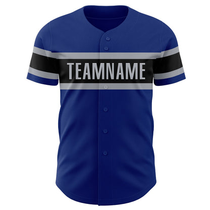 Custom Royal Gray-Black Authentic Baseball Jersey - Sky-Custom