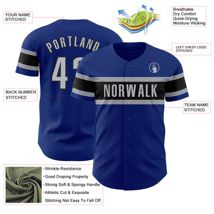 Custom Royal Gray-Black Authentic Baseball Jersey - Sky-Custom