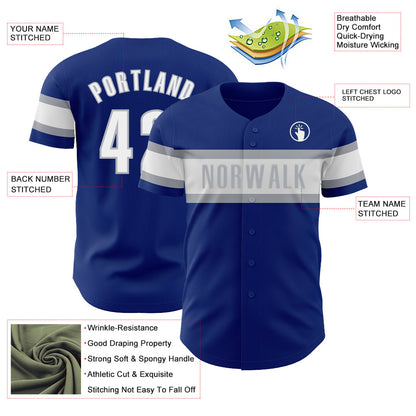 Custom Royal White-Gray Authentic Baseball Jersey - Sky-Custom
