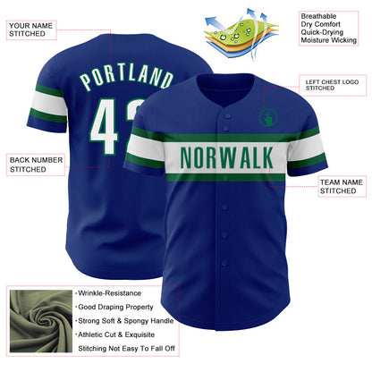 Custom Royal White-Kelly Green Authentic Baseball Jersey - Sky-Custom