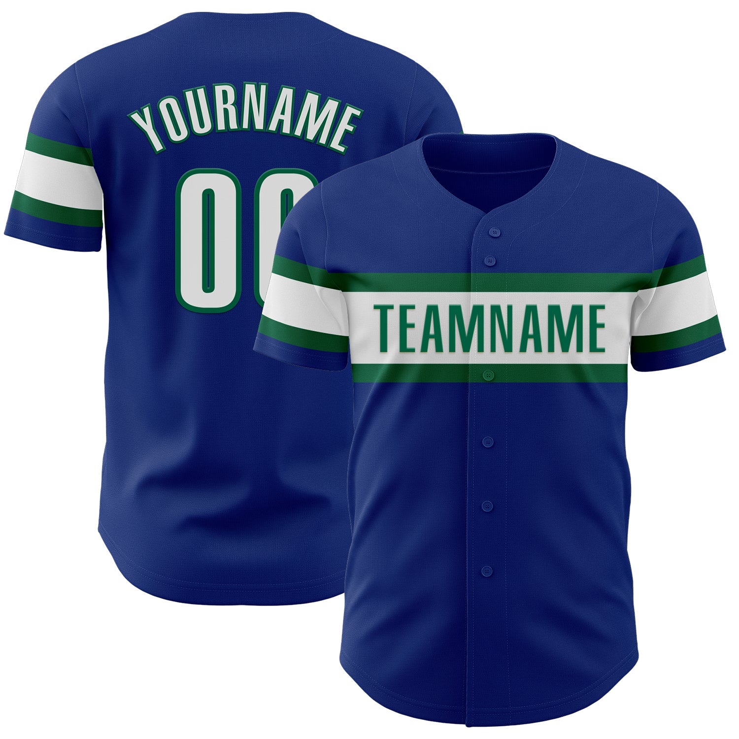 Custom Royal White-Kelly Green Authentic Baseball Jersey - Sky-Custom