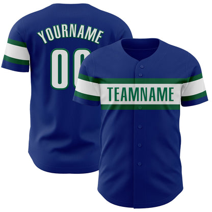 Custom Royal White-Kelly Green Authentic Baseball Jersey - Sky-Custom
