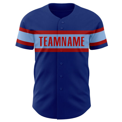 Custom Royal Light Blue-Red Authentic Baseball Jersey - Sky-Custom