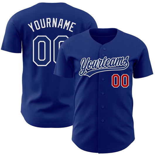 Custom Royal Red-White Authentic Baseball Jersey - Sky-Custom