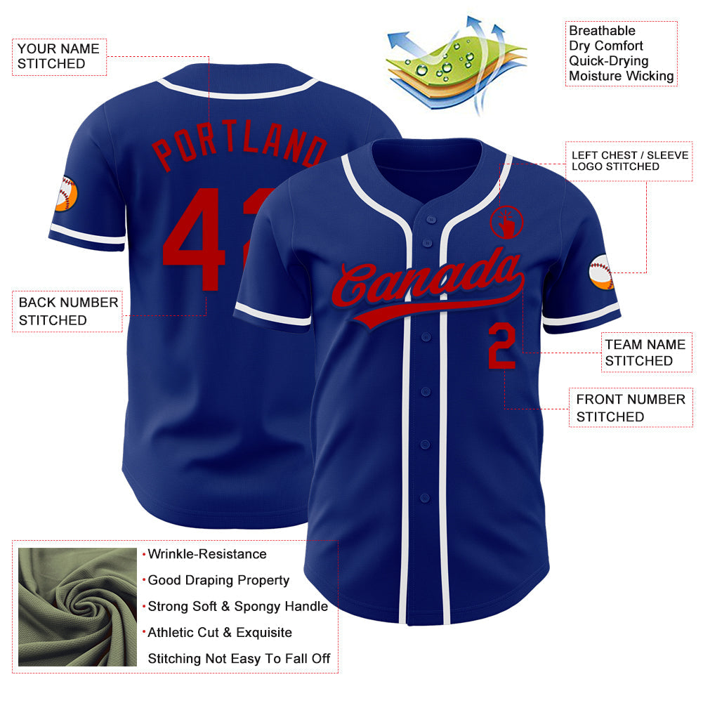 Custom Royal Red-White Authentic Baseball Jersey - Sky-Custom