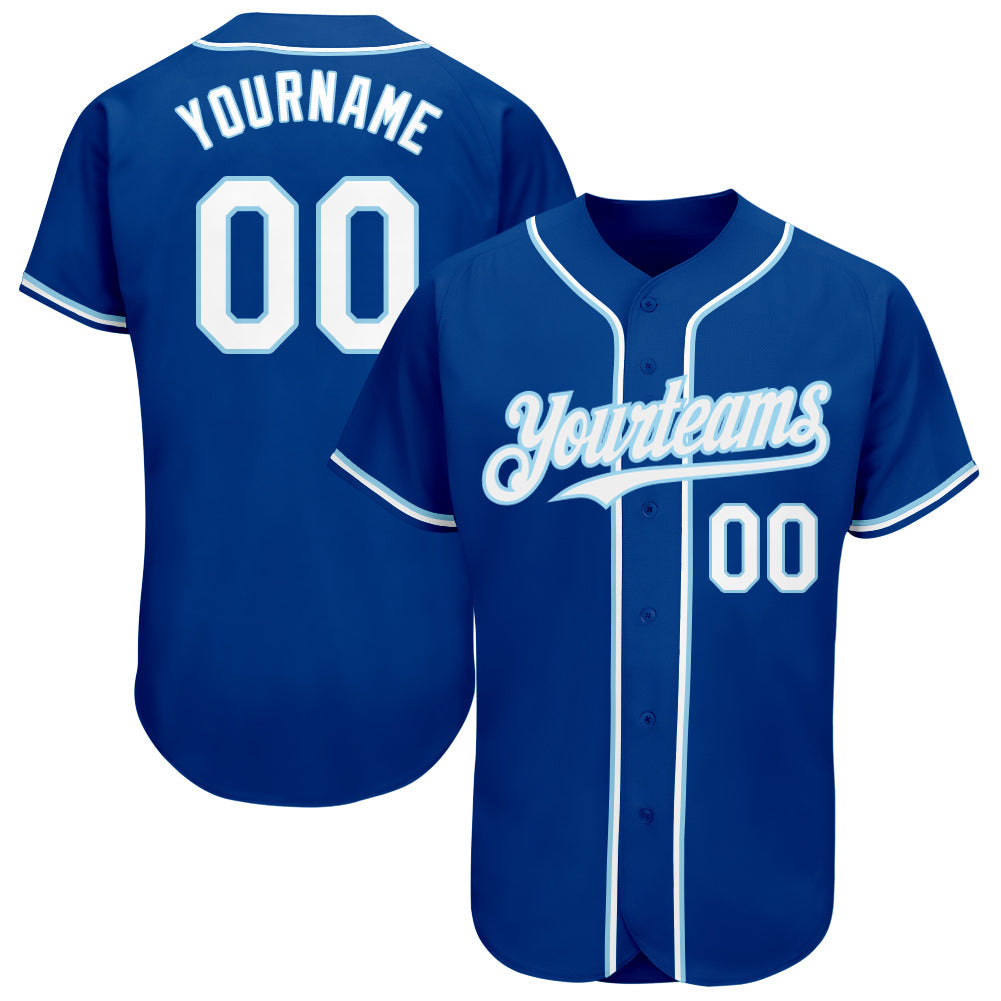 Custom Royal White-Light Blue Authentic Baseball Jersey - Sky-Custom