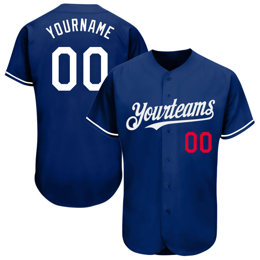 Custom Royal White-Red Authentic Baseball Jersey - Sky-Custom