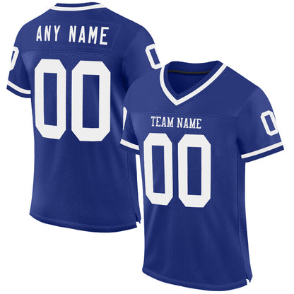 Custom Royal White Mesh Authentic Throwback Football Jersey - Sky-Custom