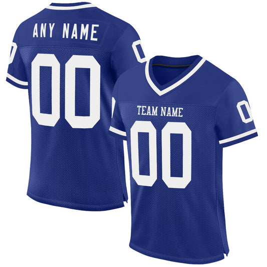 Custom Royal White Mesh Authentic Throwback Football Jersey - Sky-Custom