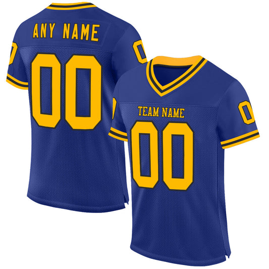 Custom Royal Gold-Black Mesh Authentic Throwback Football Jersey - Sky-Custom