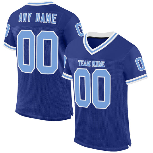 Custom Royal Light Blue-White Mesh Authentic Throwback Football Jersey - Sky-Custom