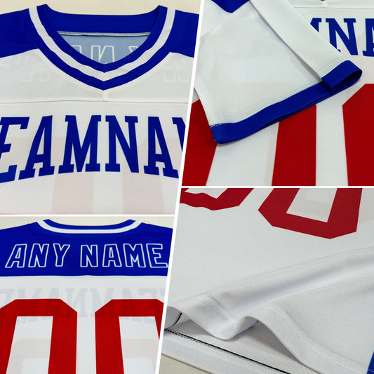 Custom Royal Red-White Mesh Authentic Football Jersey - Sky-Custom