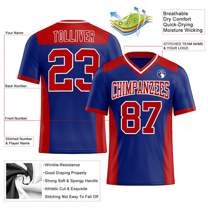 Custom Royal Red-White Mesh Authentic Football Jersey - Sky-Custom