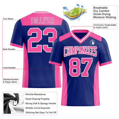 Custom Royal Pink-White Mesh Authentic Football Jersey - Sky-Custom