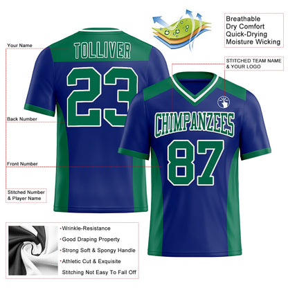 Custom Royal Kelly Green-White Mesh Authentic Football Jersey - Sky-Custom