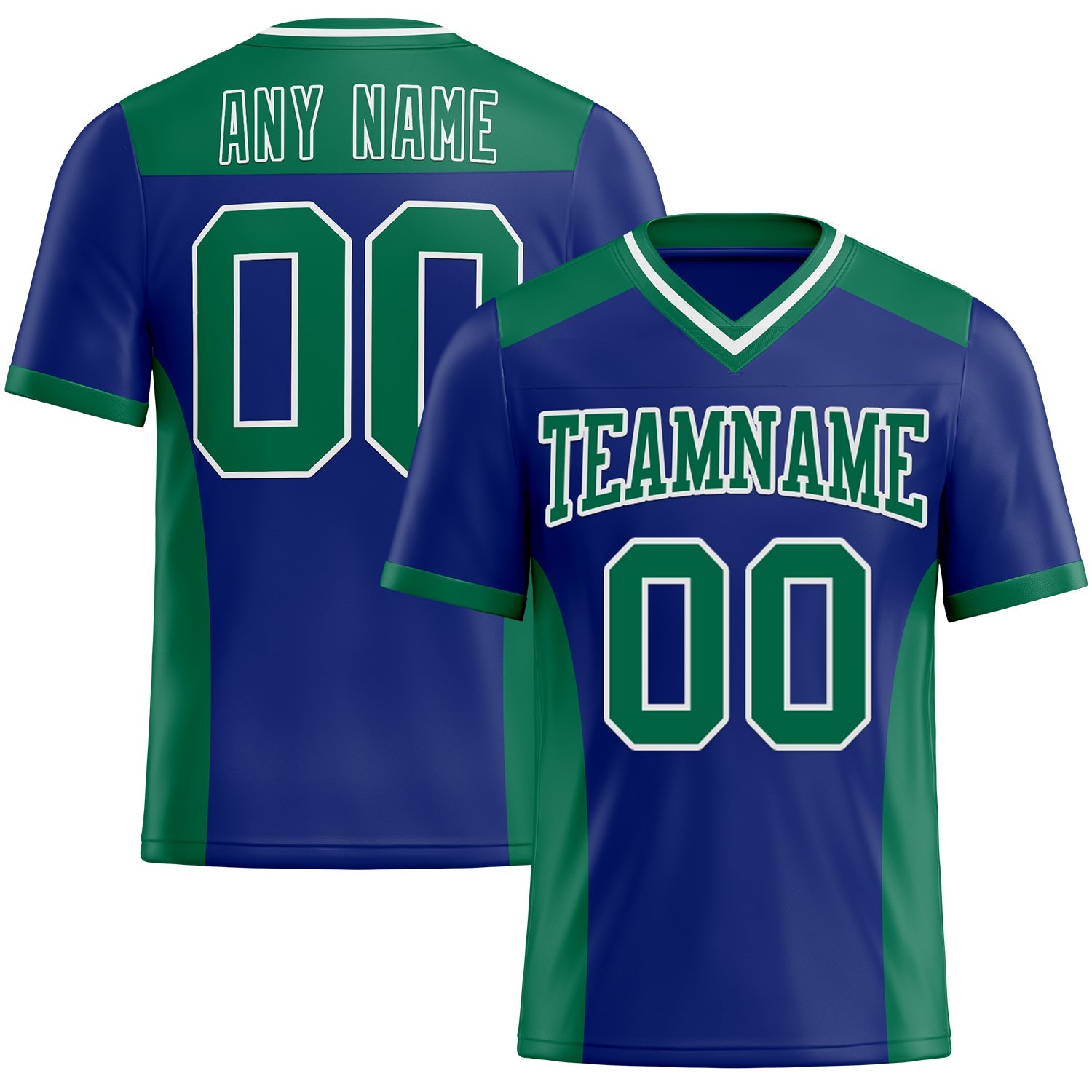 Custom Royal Kelly Green-White Mesh Authentic Football Jersey - Sky-Custom
