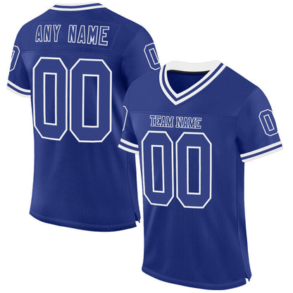 Custom Royal White Mesh Authentic Throwback Football Jersey - Sky-Custom