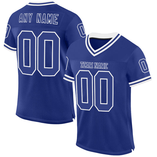 Custom Royal White Mesh Authentic Throwback Football Jersey - Sky-Custom