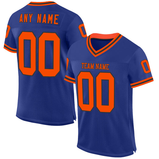 Custom Royal Orange-Black Mesh Authentic Throwback Football Jersey - Sky-Custom