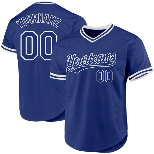 Custom Royal White Authentic Throwback Baseball Jersey - Sky-Custom