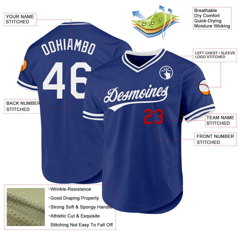 Custom Royal White-Red Authentic Throwback Baseball Jersey - Sky-Custom