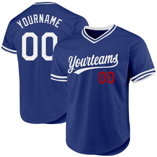 Custom Royal White-Red Authentic Throwback Baseball Jersey - Sky-Custom