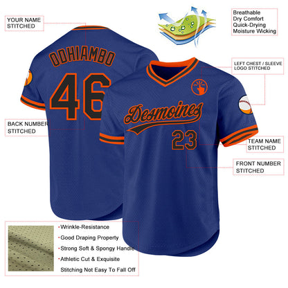Custom Royal Black-Orange Authentic Throwback Baseball Jersey - Sky-Custom