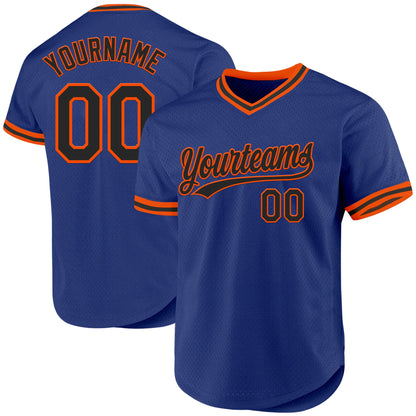 Custom Royal Black-Orange Authentic Throwback Baseball Jersey - Sky-Custom