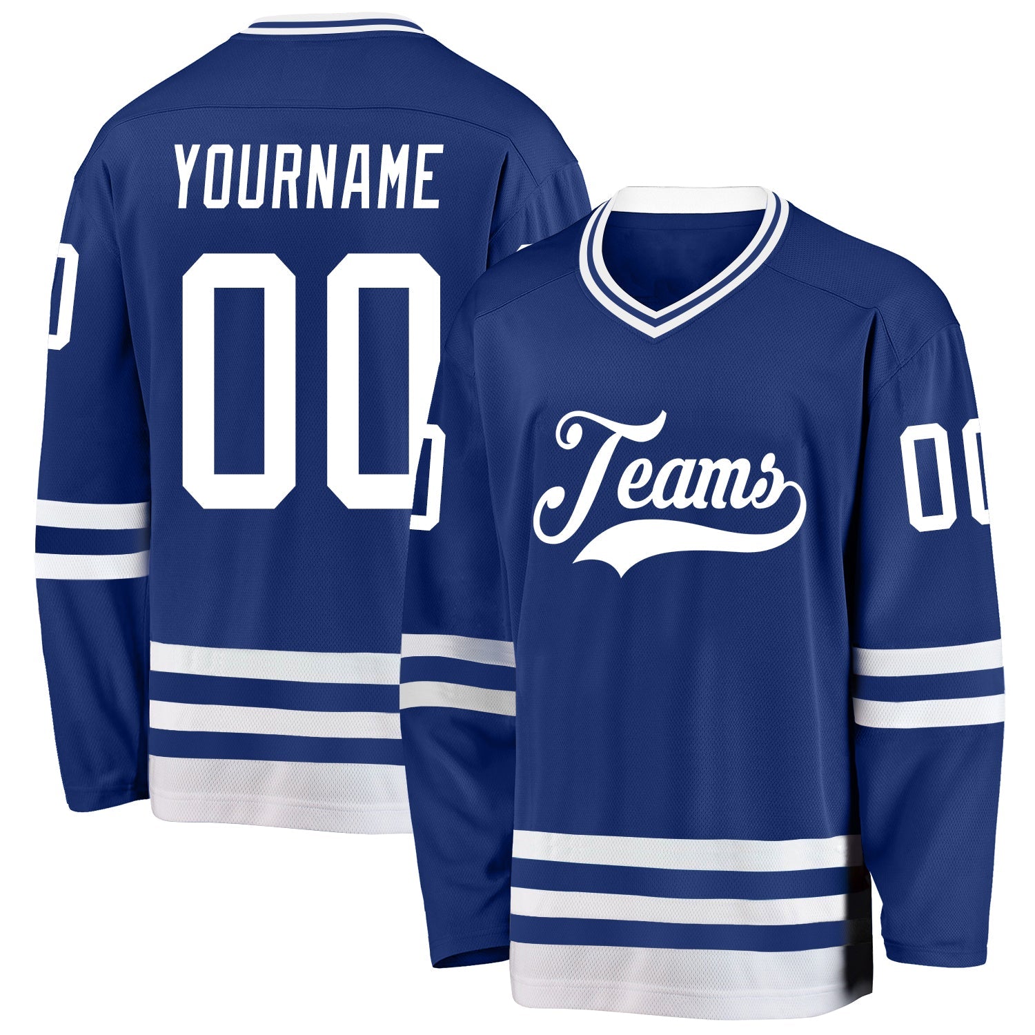 Custom Royal White Hockey Jersey - Sky-Custom