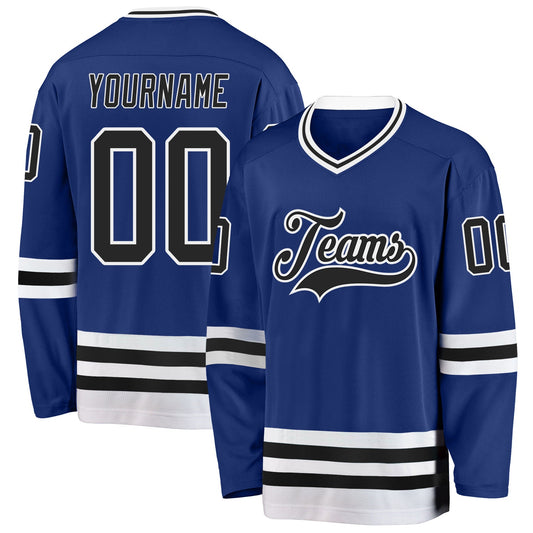 Custom Royal Black-White Hockey Jersey - Sky-Custom