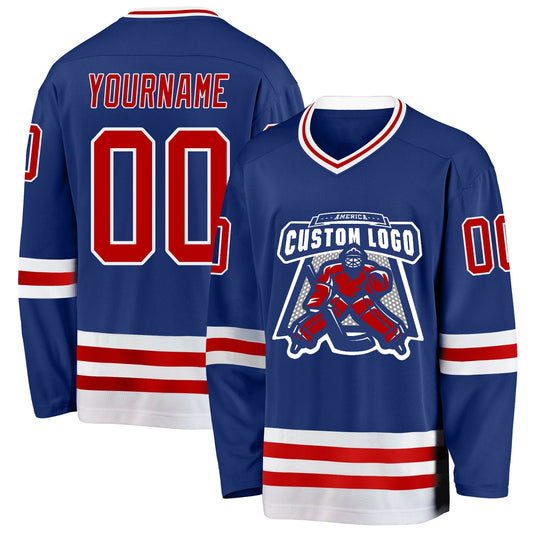 Custom Royal Red-White Hockey Jersey - Sky-Custom