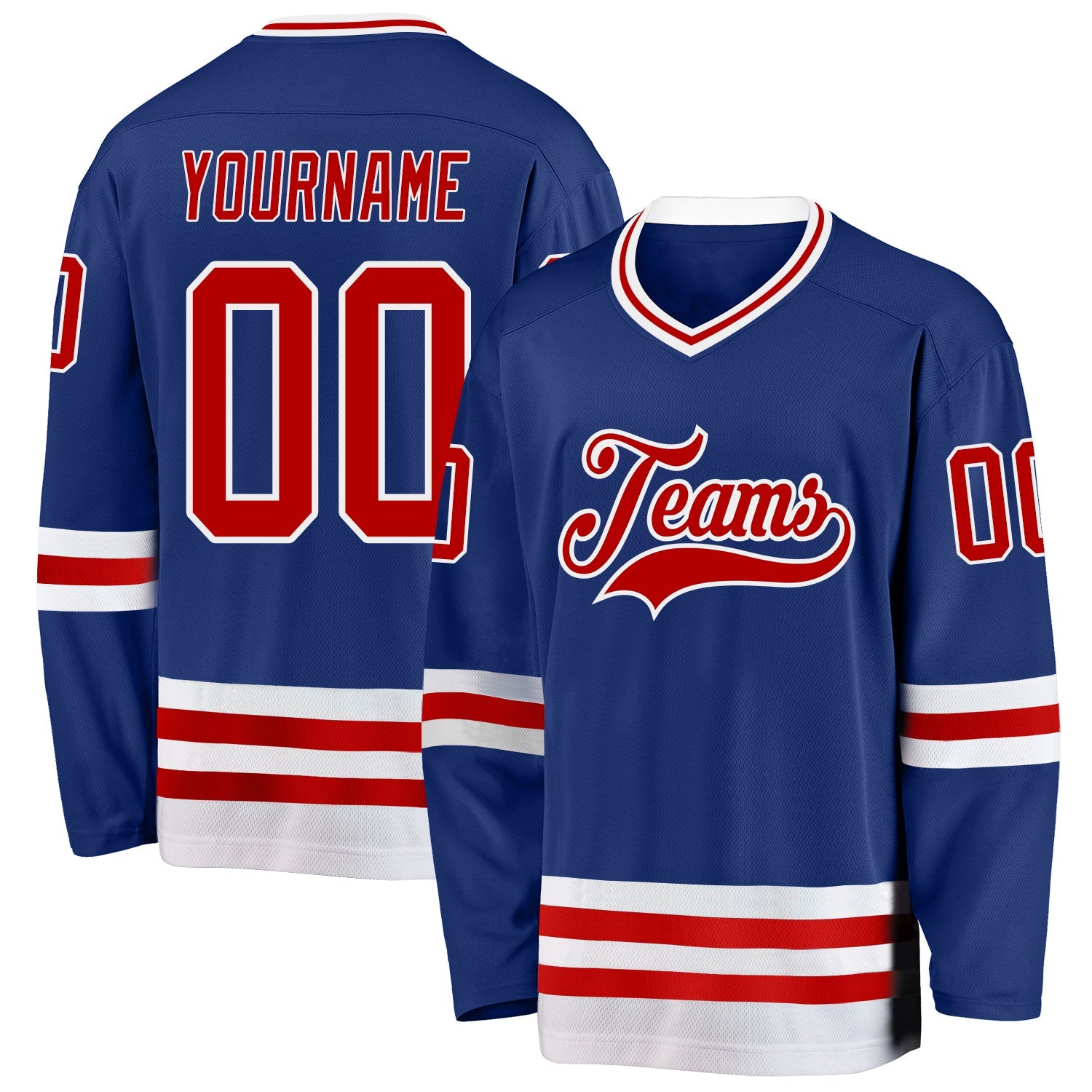 Custom Royal Red-White Hockey Jersey - Sky-Custom