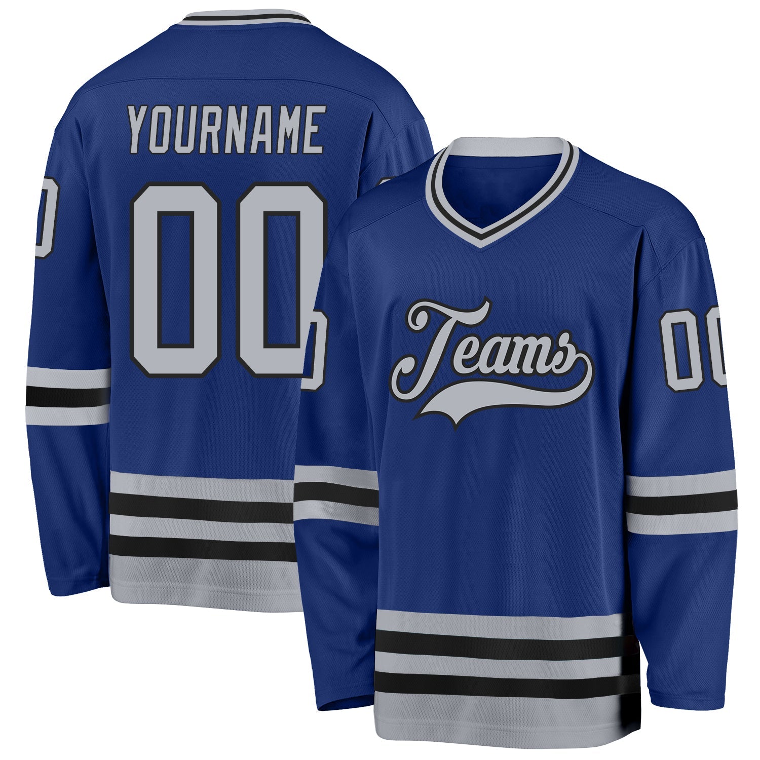 Custom Royal Gray-Black Hockey Jersey - Sky-Custom
