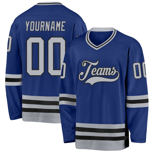 Custom Royal Gray-Black Hockey Jersey - Sky-Custom