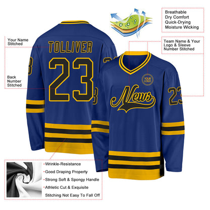 Custom Royal Black-Gold Hockey Jersey - Sky-Custom