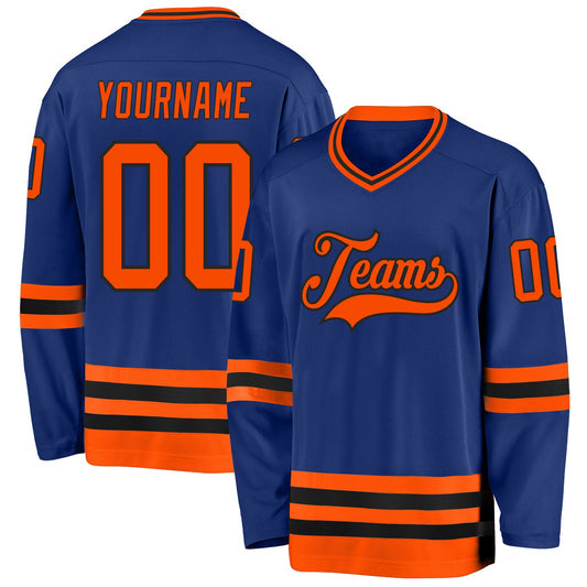 Custom Royal Orange-Black Hockey Jersey - Sky-Custom