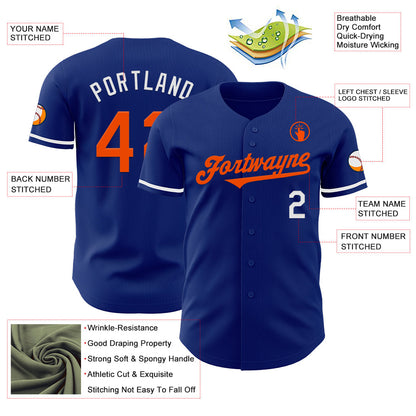 Custom Royal Orange-White Authentic Baseball Jersey - Sky-Custom