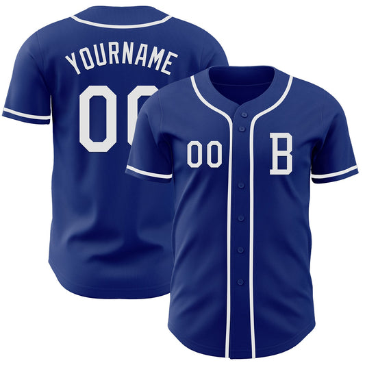 Custom Royal White Authentic Baseball Jersey - Sky-Custom