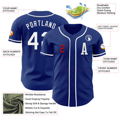 Custom Royal White-Red Authentic Baseball Jersey - Sky-Custom