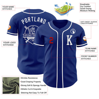 Custom Royal White-Red Authentic Baseball Jersey - Sky-Custom
