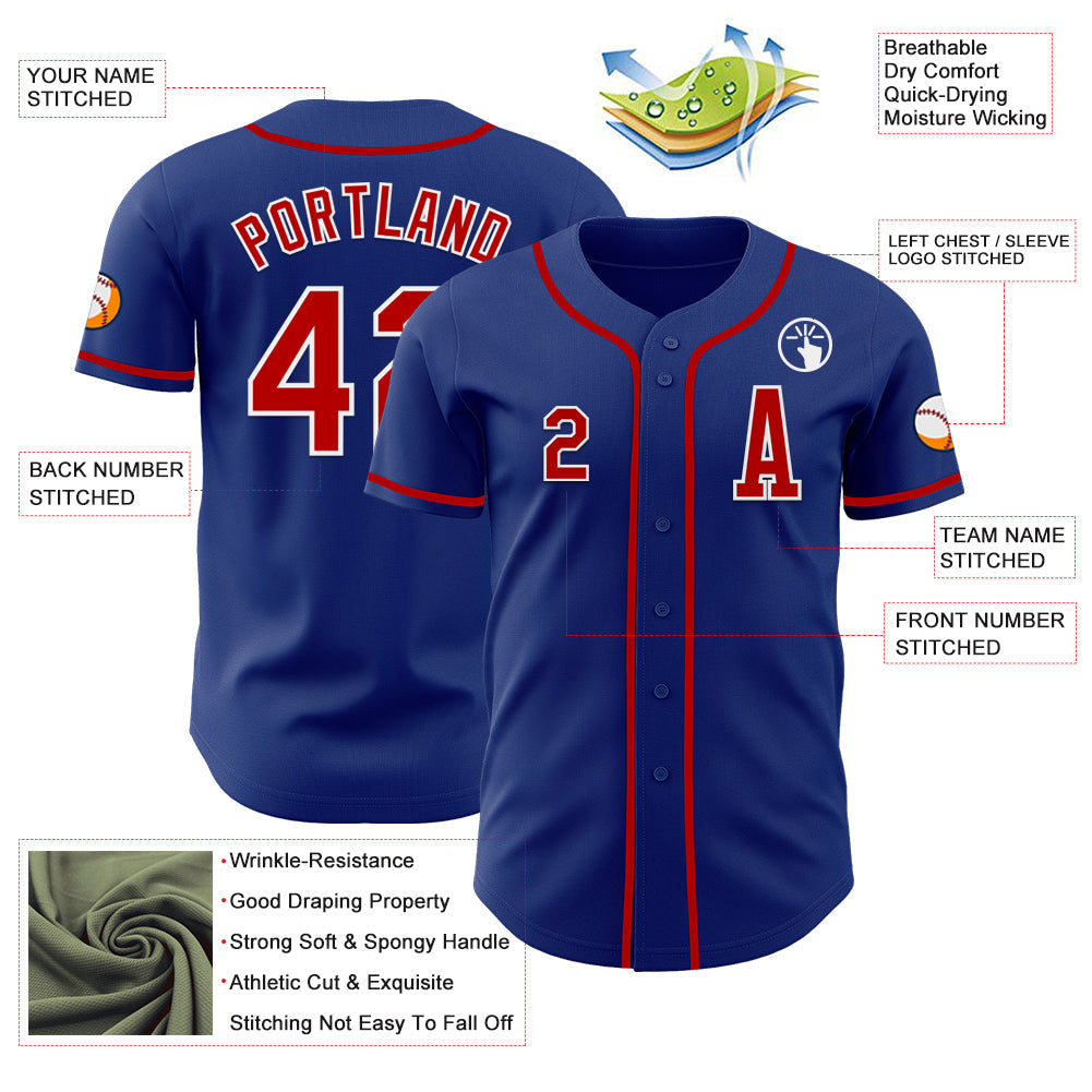 Custom Royal Red-White Authentic Baseball Jersey - Sky-Custom