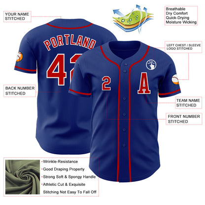 Custom Royal Red-White Authentic Baseball Jersey - Sky-Custom
