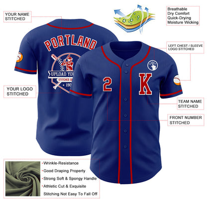 Custom Royal Red-White Authentic Baseball Jersey - Sky-Custom