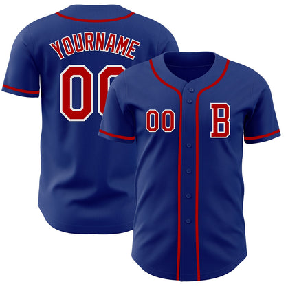 Custom Royal Red-White Authentic Baseball Jersey - Sky-Custom