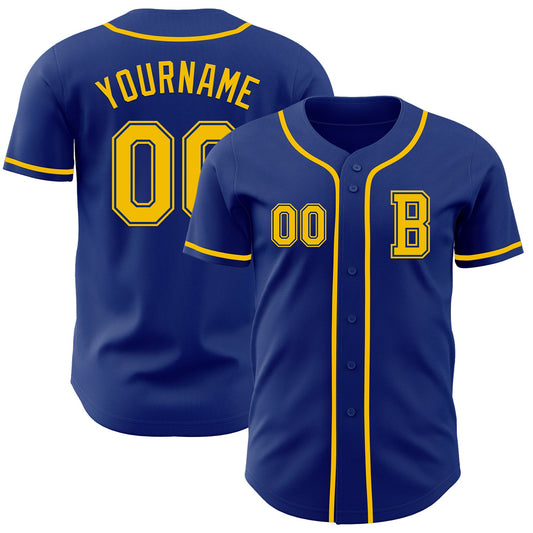 Custom Royal Yellow Authentic Baseball Jersey - Sky-Custom