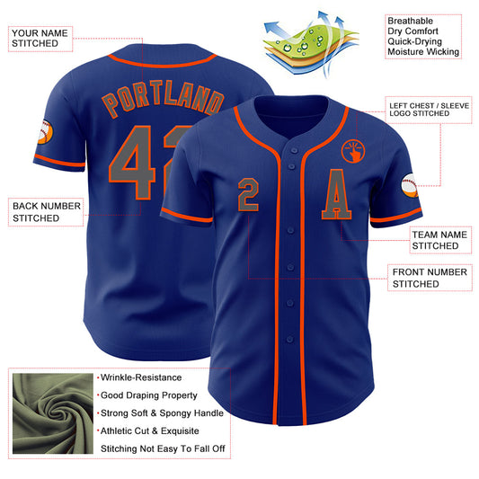 Custom Royal Steel Gray-Orange Authentic Baseball Jersey - Sky-Custom