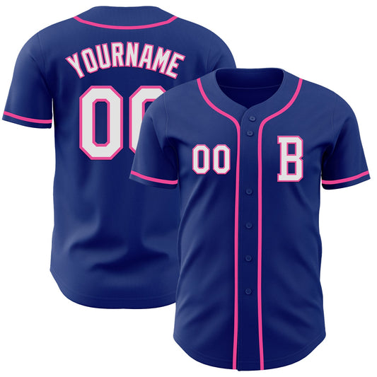 Custom Royal White-Pink Authentic Baseball Jersey - Sky-Custom