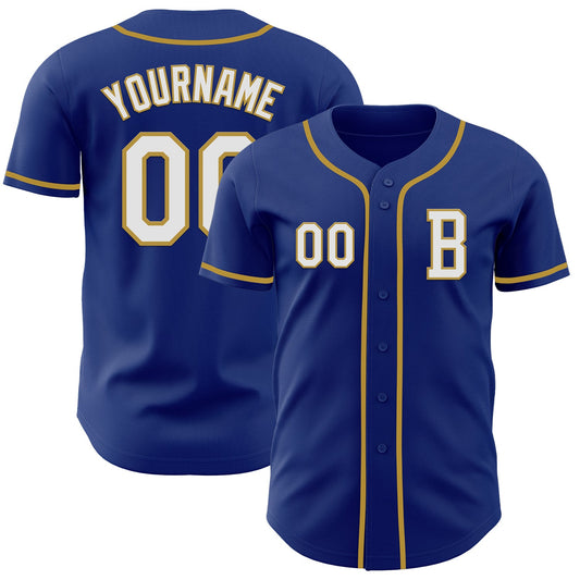 Custom Royal White-Old Gold Authentic Baseball Jersey - Sky-Custom